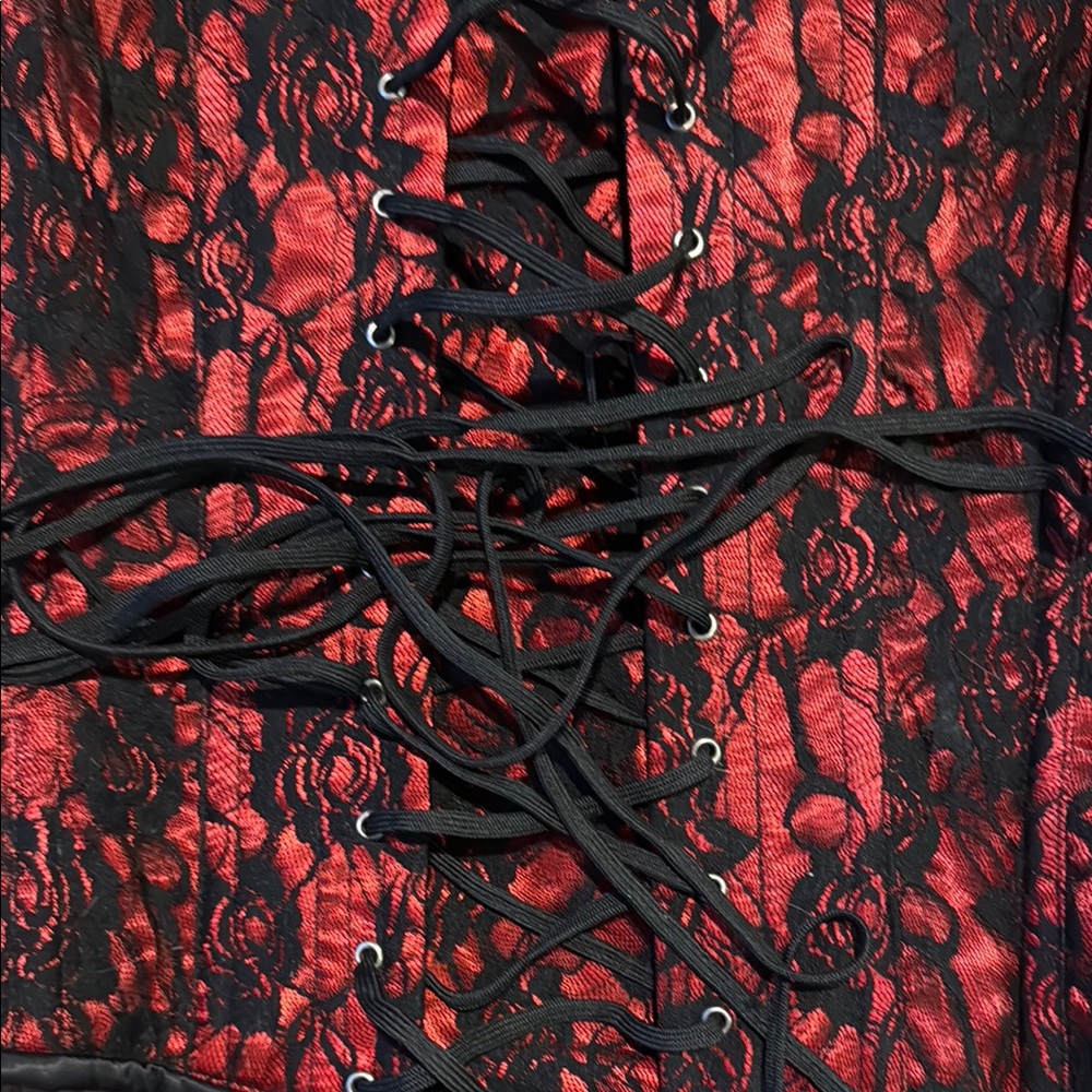 Gothic Red Corset with Black Lace